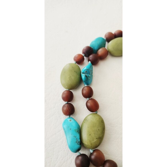 Simon Sebbag Designs Cuncky Turquoise Multistone Double Strand 925 Necklace 16" - Picture 5 of 6
